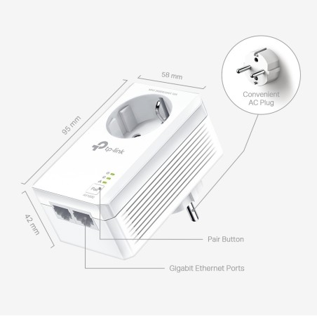 TP-Link TL-PA7027P V1 Starter Kit Powerline-adaptersæt 2-port switch 1000Mbps Kabling